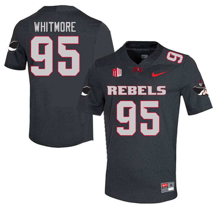 Men #95 Alexander Whitmore UNLV Rebels College Football Jerseys Stitched Sale-Charcoal - Click Image to Close
